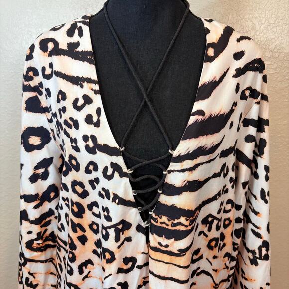 CBR Womens Maxi Dress Leopard Print SzXL Summer Spring Elegant Resort Beachfront - Picture 4 of 9